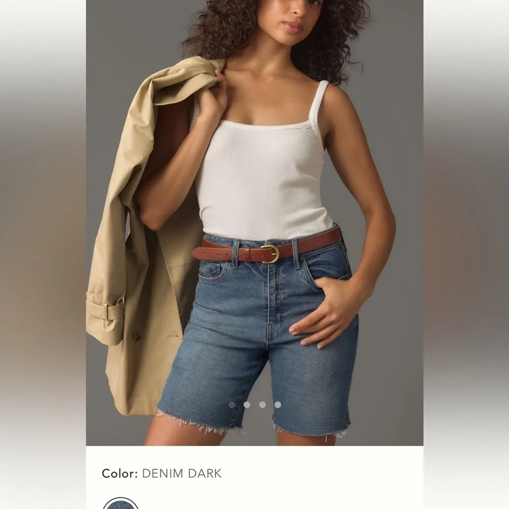 NWT new 26 Anthropologie unpublished Tessa denim Bermuda shorts jean dark - Picture 1 of 17